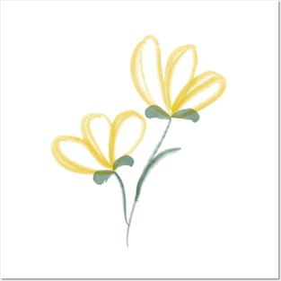 Watercolor Yellow Flowers Element Posters and Art